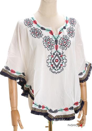 Vestido playero Patrón bordado con flecos