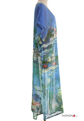 Copricostume chiffon maniche corte lungo scollo a V con spacco - ph 3