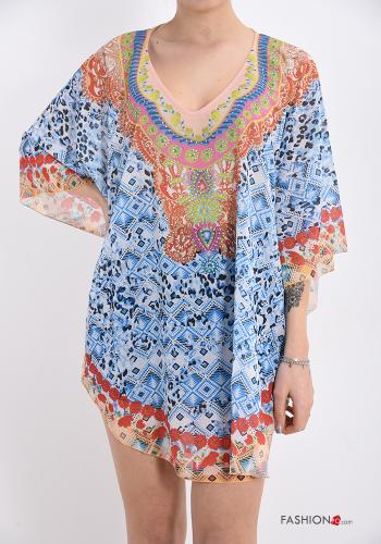 Vestido playero Diseño impreso con cuello en v