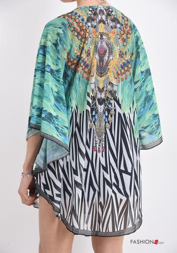 Vestido playero a rayas con cuello en v - ph 2