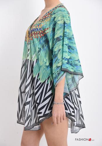 Vestido playero a rayas con cuello en v - ph 3