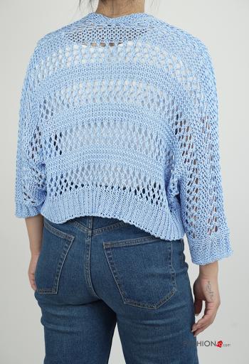 Besticktes Muster lange ärmel kurz häckeln Strickjacke - ph 2