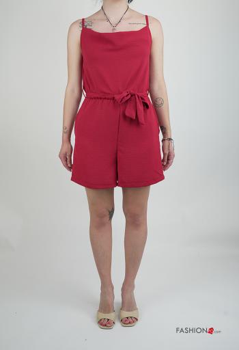 Jumpsuit senza maniche corto con cintura con tasche - ph 1