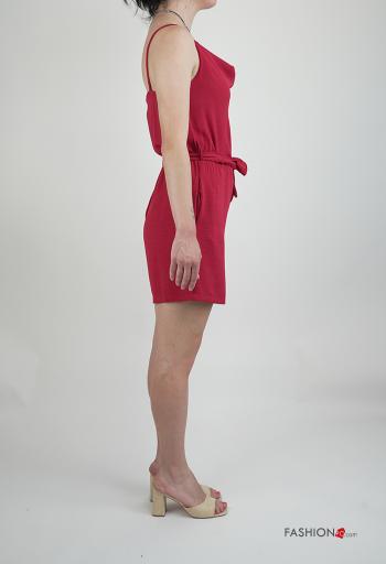 Jumpsuit senza maniche corto con cintura con tasche - ph 3