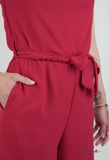 Jumpsuit senza maniche corto con cintura con tasche - ph 4