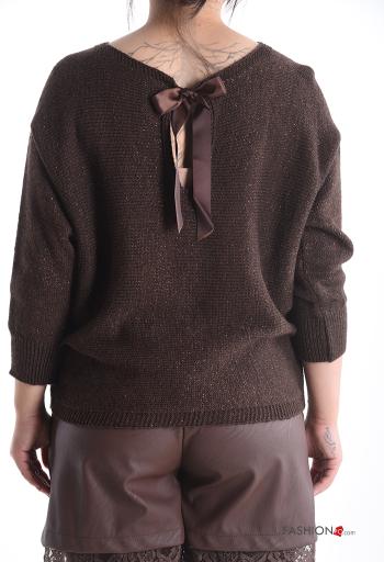 Camisola em Lã mista lurex gola redonda com laço manga três quartos - ph 2