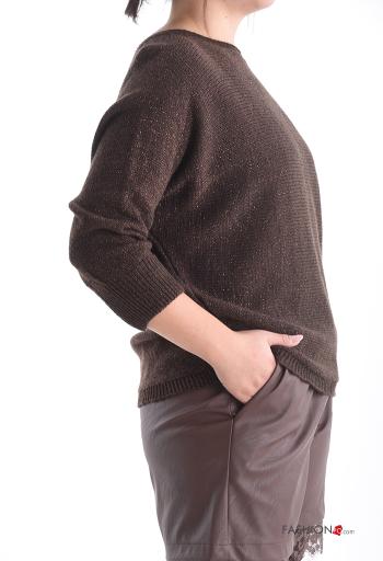 Camisola em Lã mista lurex gola redonda com laço manga três quartos - ph 3