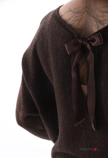 Camisola em Lã mista lurex gola redonda com laço manga três quartos - ph 4