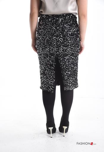 Saia Longuette com lantejoulas com elástico com fenda - ph 2