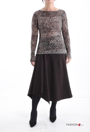 Camisola de mangas compridas em Cashmere Blend gola redonda Padrão animal - ph 5