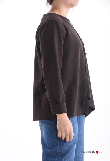Maglietta a manica lunga girocollo asimmetrico pizzo maniche lunghe - ph 3