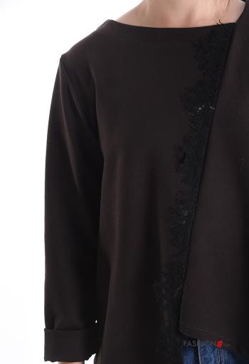 Maglietta a manica lunga girocollo asimmetrico pizzo maniche lunghe - ph 4