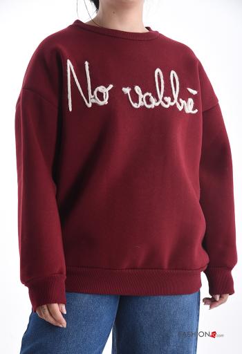 Sweatshirt em Algodão manga comprida gola redonda Padrão escrito