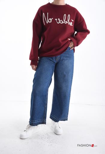 Sweatshirt em Algodão manga comprida gola redonda Padrão escrito - ph 5