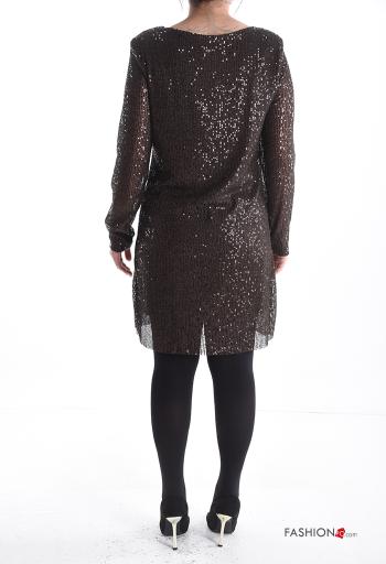 Vestido manga comprida gola redonda com lantejoulas - ph 2