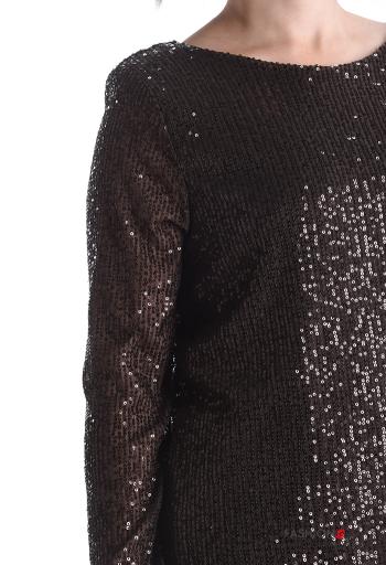 Vestido manga comprida gola redonda com lantejoulas - ph 4