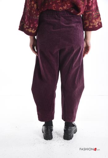 Calças em Algodão de veludo wide leg com bolsos com elástico - ph 2