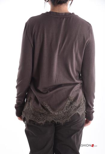 Camisola de mangas compridas renda gola redonda - ph 2