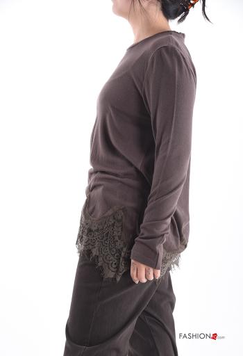 Camisola de mangas compridas renda gola redonda - ph 3