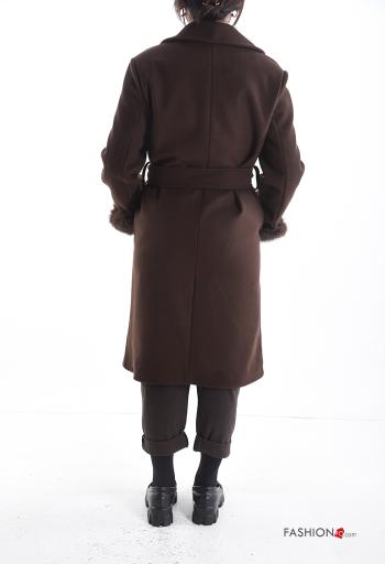 Casaco pelo sintético manga comprida com cinto com forro - ph 2