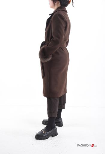 Casaco pelo sintético manga comprida com cinto com forro - ph 3