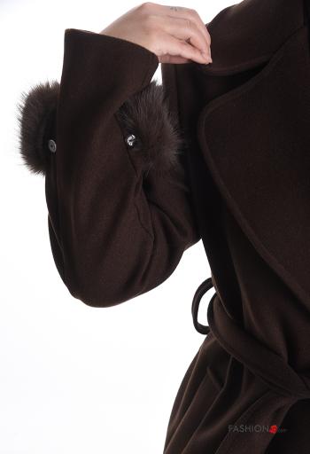 Casaco pelo sintético manga comprida com cinto com forro - ph 4