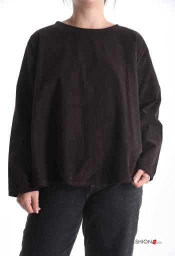 Camisola em Algodão manga comprida gola redonda com botões