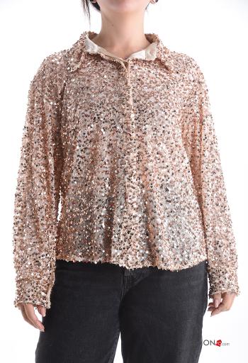 Camisa manga comprida com gola com lantejoulas com botões - ph 1