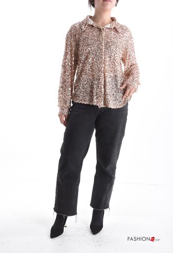 Camisa manga comprida com gola com lantejoulas com botões - ph 5