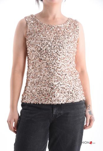 Top sem mangas gola redonda com lantejoulas - ph 1