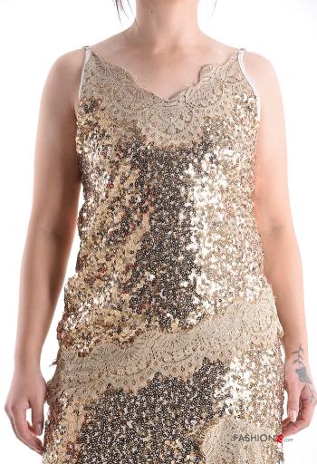 Top renda regulável sem mangas com lantejoulas - ph 1