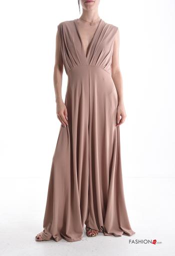 Jumpsuit maniche corte wide leg scollo a V scollo profondo