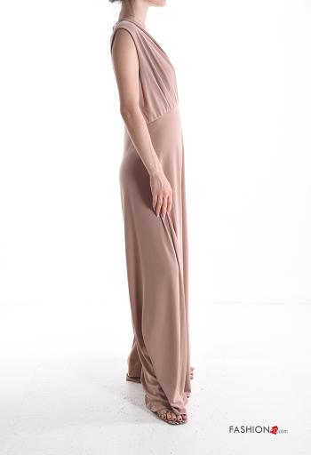 Jumpsuit maniche corte wide leg scollo a V scollo profondo - ph 3
