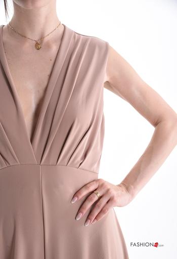 Jumpsuit maniche corte wide leg scollo a V scollo profondo - ph 4
