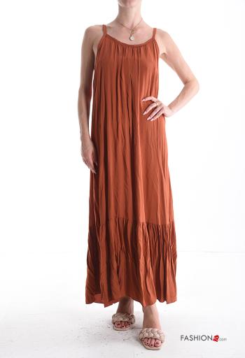 ärmellos rückenfrei Kleid mit Volants - ph 1