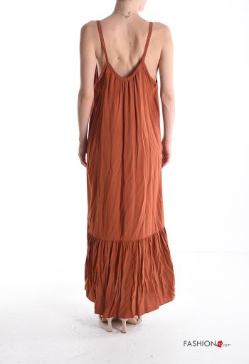 ärmellos rückenfrei Kleid mit Volants - ph 2