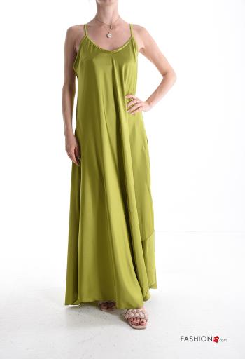 Satin lange ärmellos Kleid