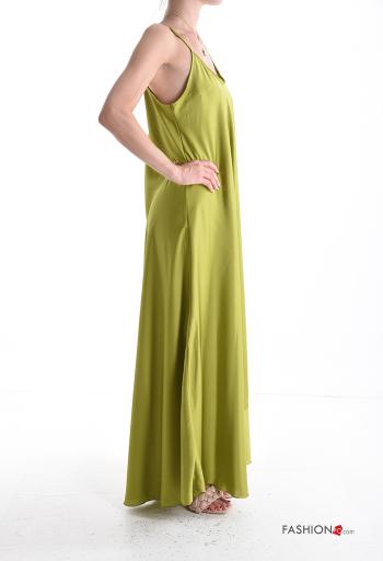 Satin lange ärmellos Kleid - ph 3