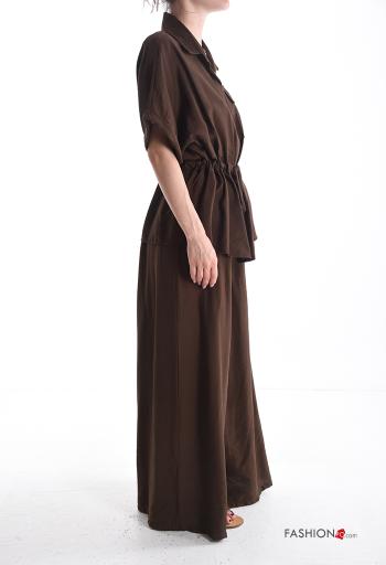 kurze ärmel wide leg zweiteilige Set mit Knöpfen mit gummizug mit kordelzug - ph 3