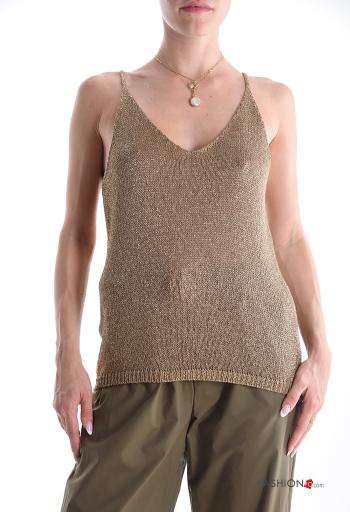 sleeveless backless lurex Top
