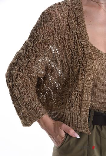 Besticktes Muster Lurex häckeln lange ärmel Strickjacke - ph 4