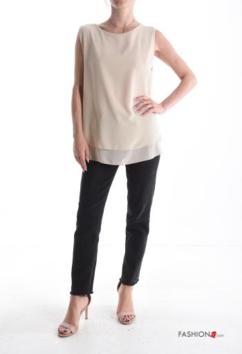 sleeveless crew neck chiffon Top with lining - ph 5