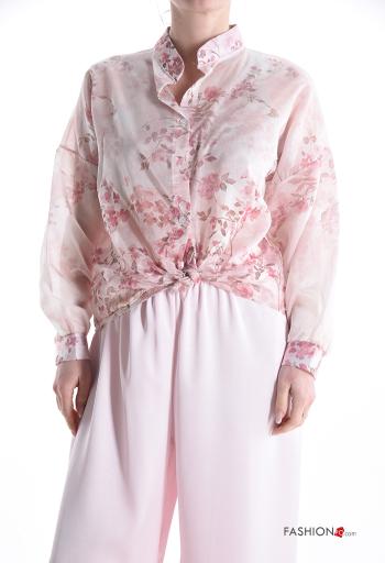 Camicia maniche lunghe Fantasia floreale con bottoni