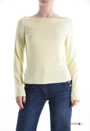 Maglietta a manica lunga con scollo a barca