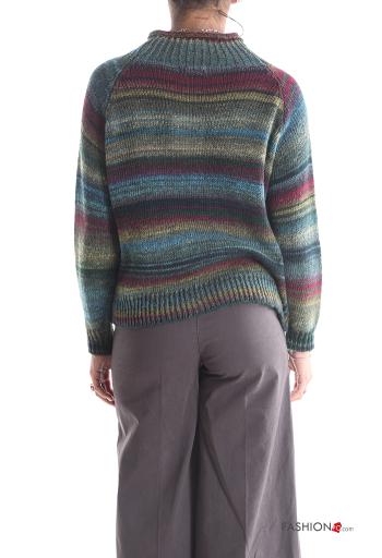 Striped long sleeve crew neck Wool Mix Sweater - ph 2