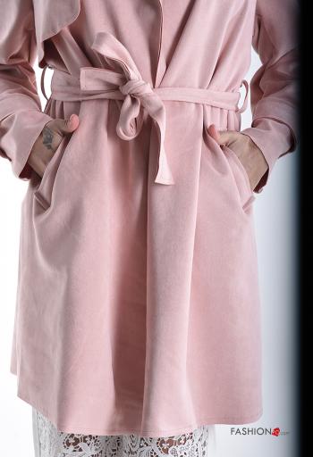 Suede Jacket with pockets with fabric belt - ph 4