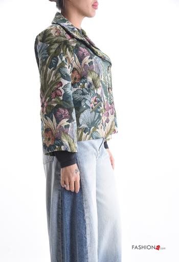 Floral long sleeve Cotton Jacket with buttons with lining with pockets - ph 3