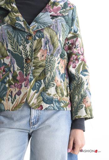 Floral long sleeve Cotton Jacket with buttons with lining with pockets - ph 4