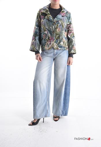 Floral long sleeve Cotton Jacket with buttons with lining with pockets - ph 5