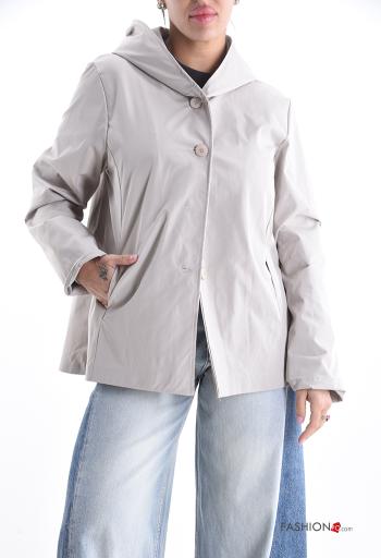 long sleeve Jacket with buttons with hood with pockets